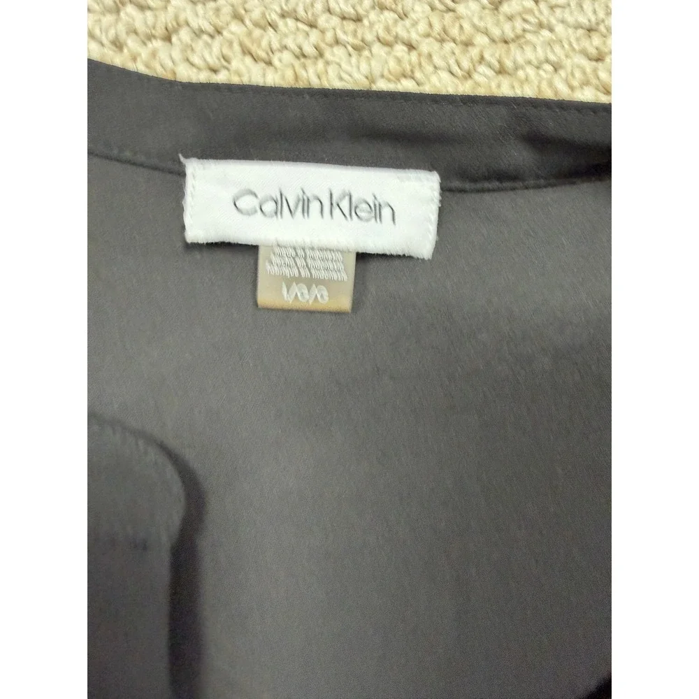 Calvin Klein Tank‎ Top Womens Large Black Sleeveless Lightweight Blouse Office